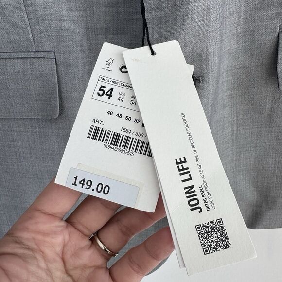 Zara Blazer Mens US 44 Sport Coat Regular Fit Suit Jacket Business Casual Formal - Picture 11 of 15